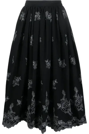 Erdem Fiona floral-embroidered midi skirt