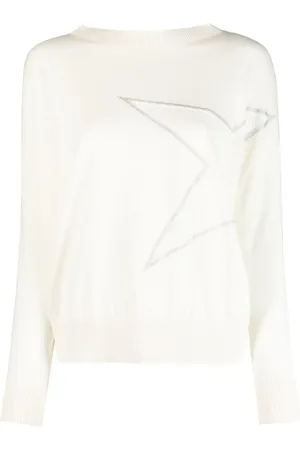 LORENA ANTONIAZZI Star-appliqué boat-neck jumper
