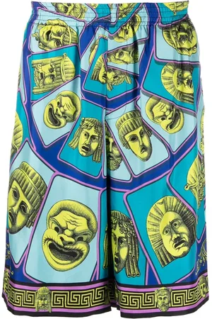 VERSACE Le Maschere print silk shorts