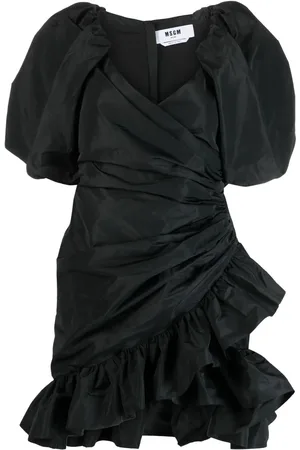 Msgm Puff-sleeved wrap dress