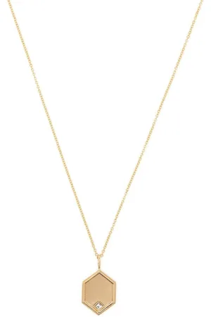 Lizzie Mandler 18kt yellow Hexagon charm diamond necklace