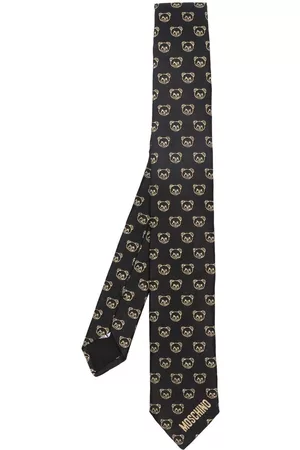 Moschino Men Bow Ties - Teddy Bear-embroidered silk tie