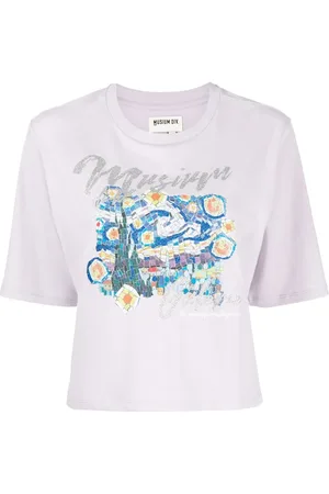 Musium Div. Illustration-print cropped T-shirt