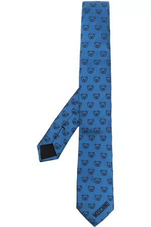 Moschino Men Bow Ties - Teddy Bear embroidered silk tie