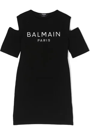 Balmain Logo-print cold-shoulder dress