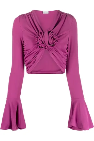MAGDA BUTRYM Cropped floral-appliqué top