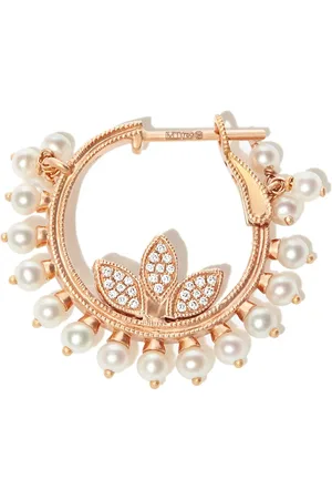 Maria Tash 18kt rose gold Cornet pearl and diamond hoop earrings