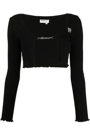 Musium Div. Logo-embroidered cropped cardigan