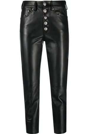 Dondup Leather high-waisted cropped trousers