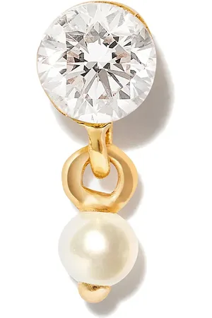 Maria Tash 18kt yellow diamond and pearl stud earring