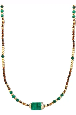 LUIS MORAIS 14kt yellow Hexagon malachite beaded necklace