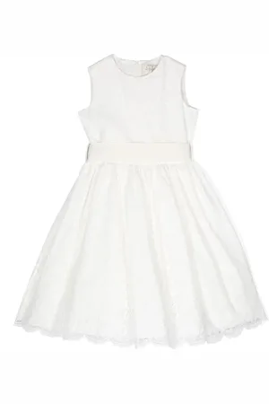 Il gufo Lace-overlay belted dress