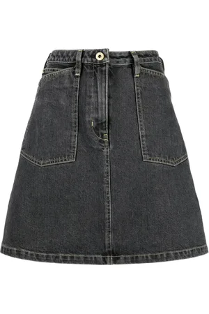 Kenzo High-waisted bleached denim skirt