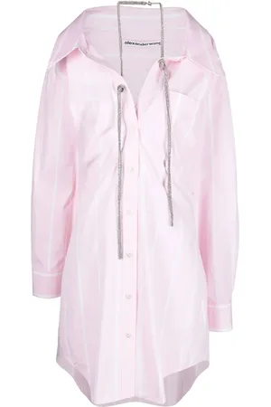 Alexander Wang Off-shoulder crystal-embellished shirtdress