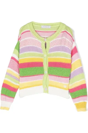 MONNALISA Striped intarsia-knit cardigan