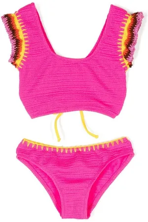 Nessi Byrd Ruffle-trim knitted bikini set