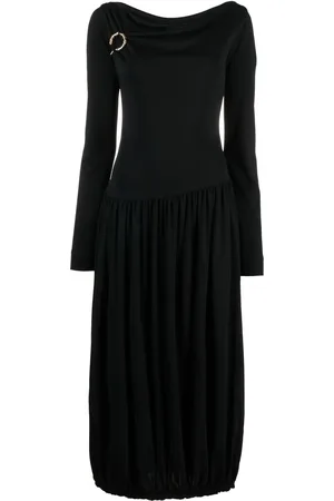 Lanvin Long-sleeve asymmetric midi dress