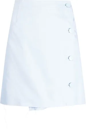 RAF SIMONS Frayed-hem denim miniskirt