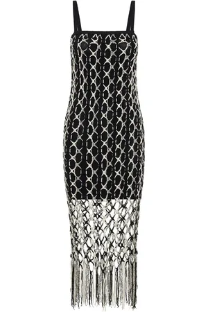 DION LEE Crochet-net layered midi dress