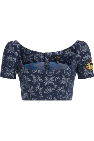 Etro Floral-jacquard crop top