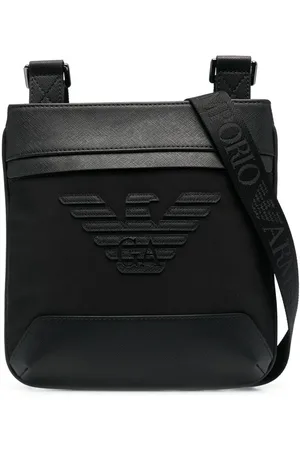 Emporio Armani Logo-patch leather messenger bag