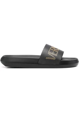 VERSACE Studded-logo leather slides