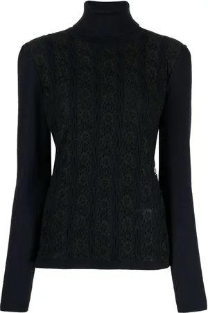 VALENTINO GARAVANI Lace-panelled roll-neck jumper