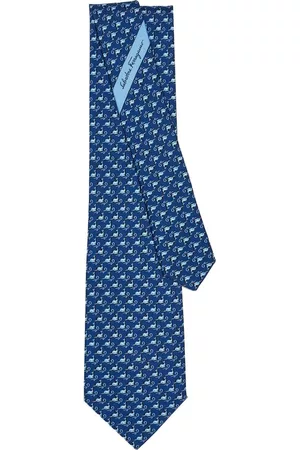 Salvatore Ferragamo Men Bow Ties - Narwhal print silk tie