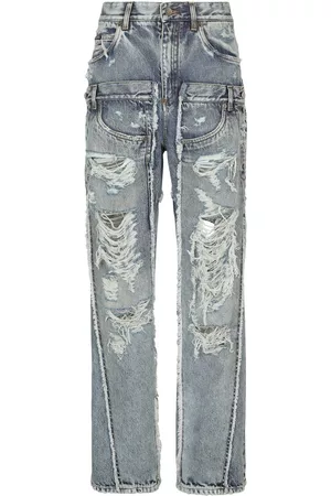 Dolce & Gabbana Mid-rise distressed wide-leg jeans