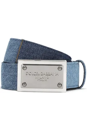 Dolce & Gabbana Logo-tag patchwork-denim belt