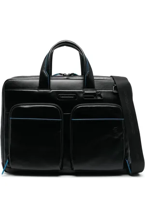 Piquadro Debossed logo leather laptop bag