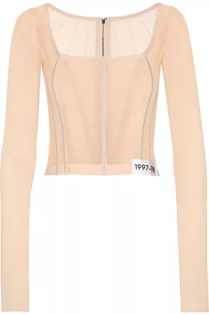 Dolce & Gabbana Women Long Sleeve - Long-sleeve sheer corset top