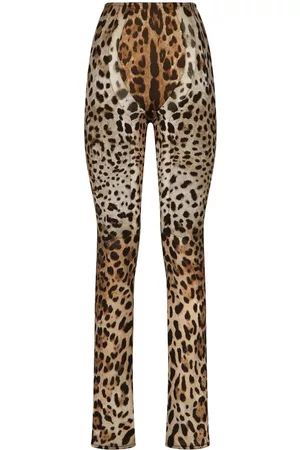 Dolce & Gabbana Women Wide Leg Pants - Leopard-print flared-leg trousers