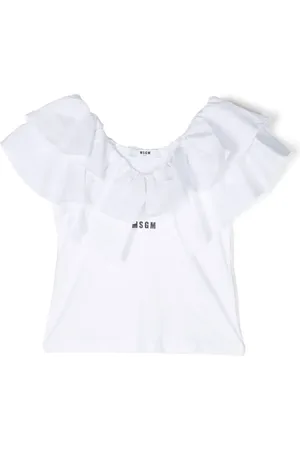 Msgm Ruffle-collar cotton T-shirt