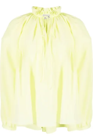 Lanvin Pleated-neckline silk blouse