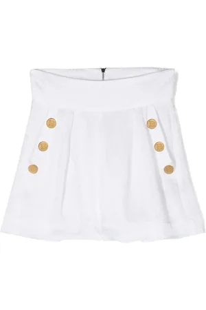 Balmain Decorative-button all-over logo-print shorts