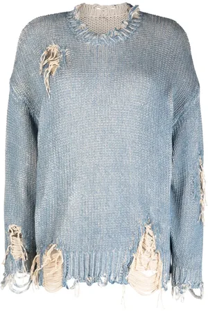 R13 Distressed crew-neck jumper