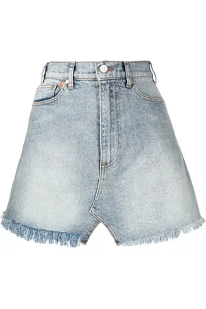 Natasha Zinko Frayed-hem denim mini skirt