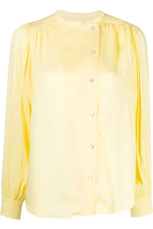 YVES SALOMON Gathered-detail off-centre blouse