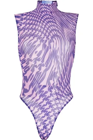 MUGLER Star-print mesh bodysuit