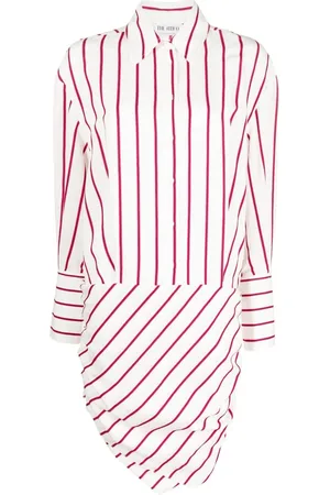 The Attico Hatty striped draped dress