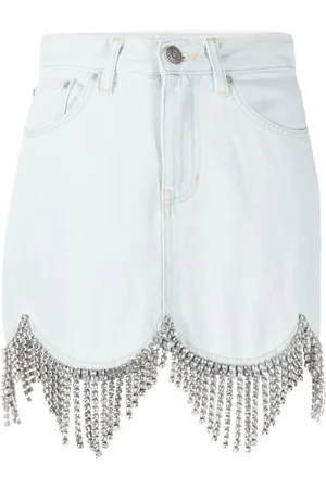 AREA Crystal-embellished scallop-trim skirt