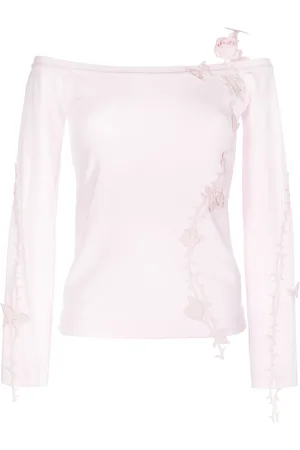 BLUMARINE Floral-appliqué knitted top