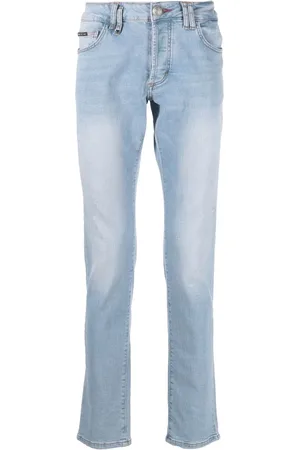 Philipp Plein Super Straight-cut stonewashed jeans