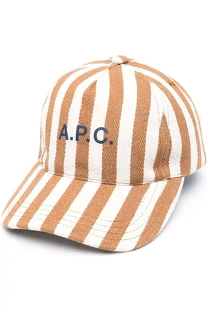 A.P.C. Men Caps - Logo-print striped baseball cap