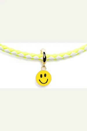 Lauren Rubinski 14kt yellow gold smiley face cord necklace