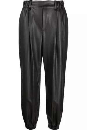 Issey Miyake Women Leather Pants - Faux-leather jogger pants
