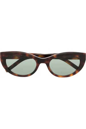 Saint Laurent Tortoiseshell logo-plaque sunglasses