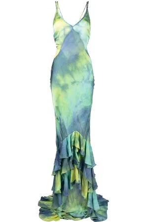 Roberto Cavalli Tie-dye print ruffle-hem maxi dress