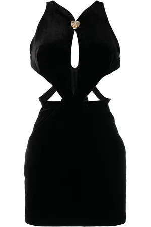 Roberto Cavalli Panther-plaque cut-out mini dress
